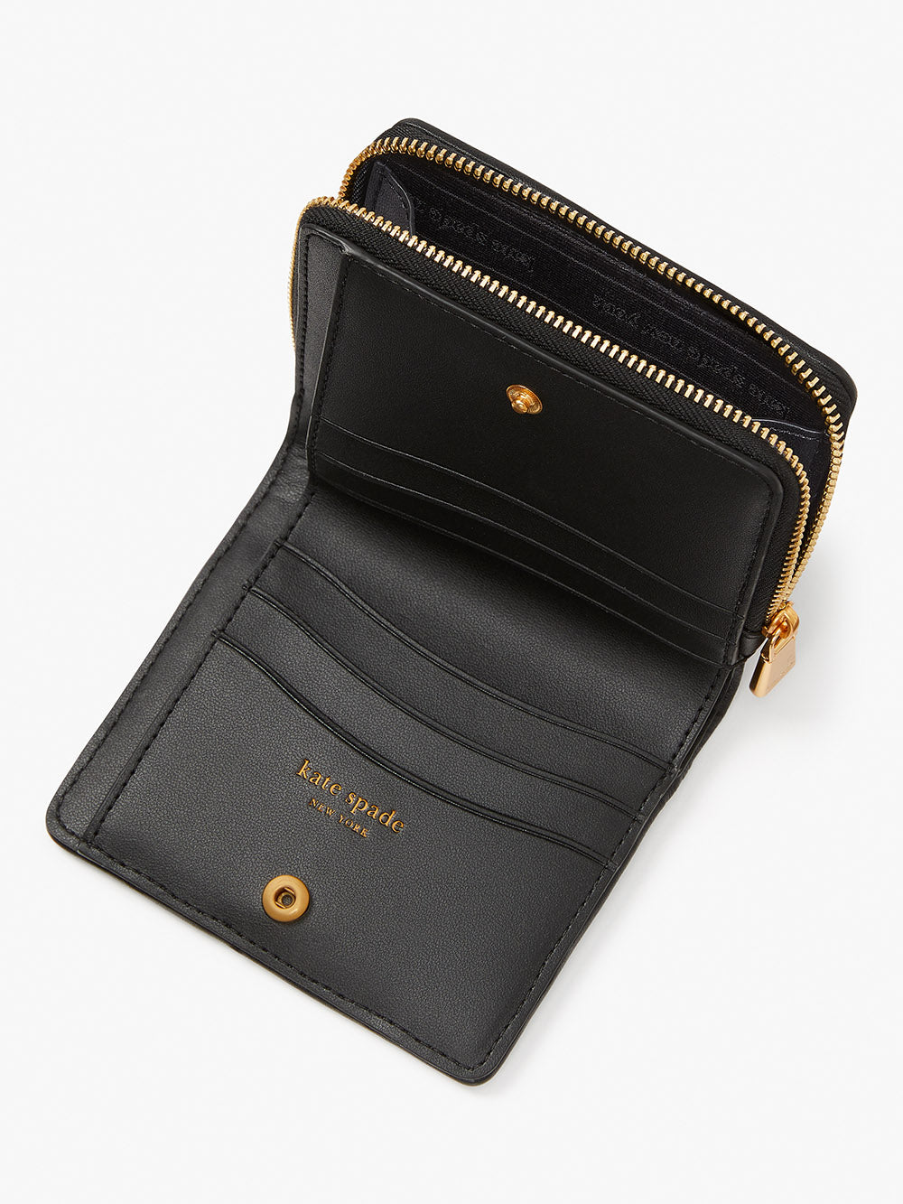 KB858-Black-evelyn quilted small bifold wallet