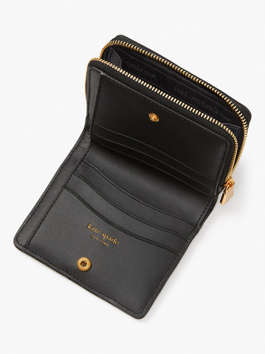 KB858-Black-evelyn quilted small bifold wallet