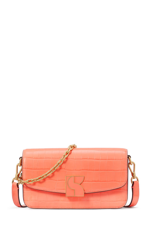 KC916-Dakota Croc-embossed Small Crossbody-Melon Ball
