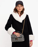 KC997-evelyn houndstooth medium convertible shoulder bag-Black Multi