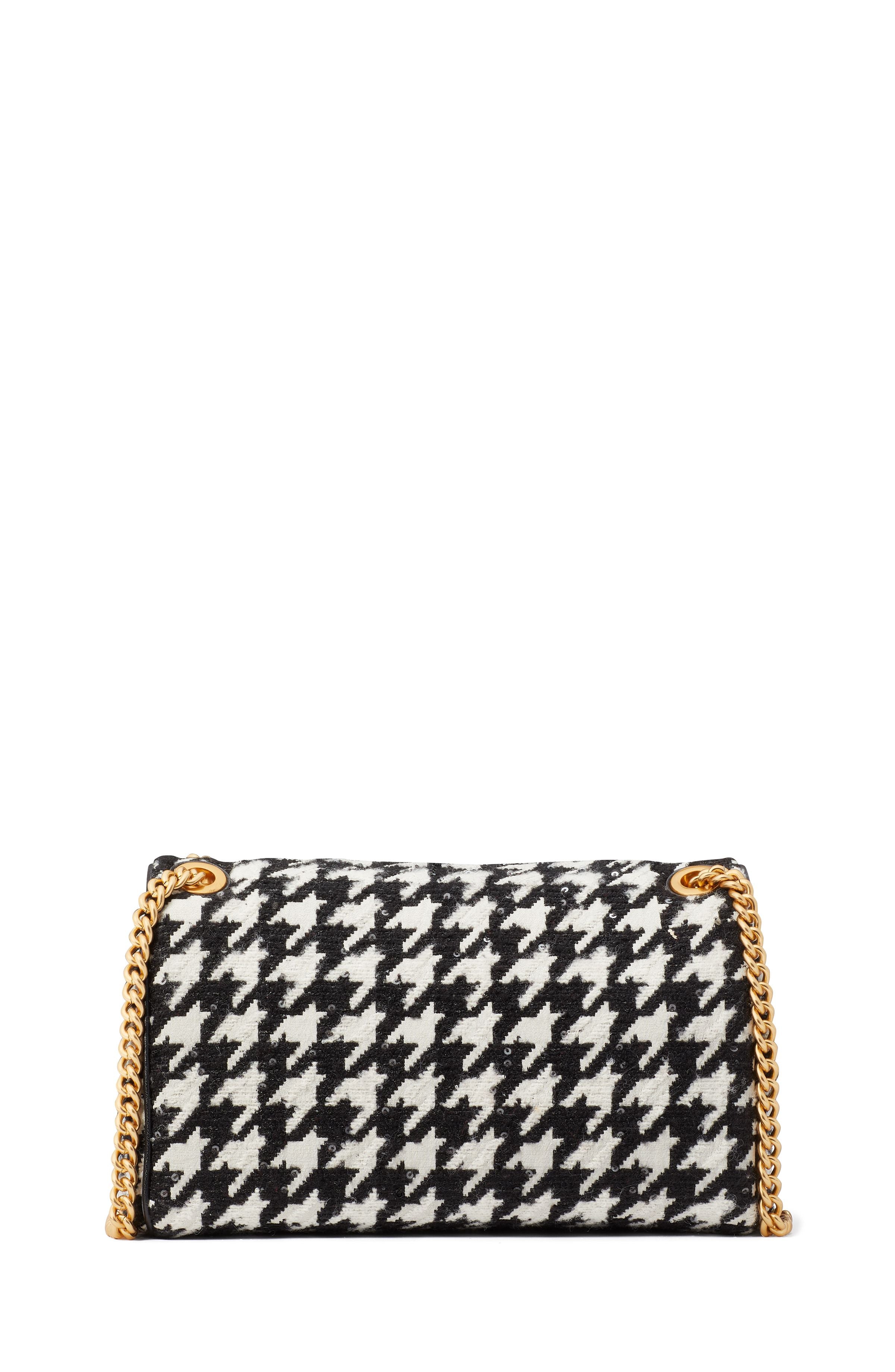 KC997-evelyn houndstooth medium convertible shoulder bag-Black Multi