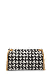 KC997-evelyn houndstooth medium convertible shoulder bag-Black Multi
