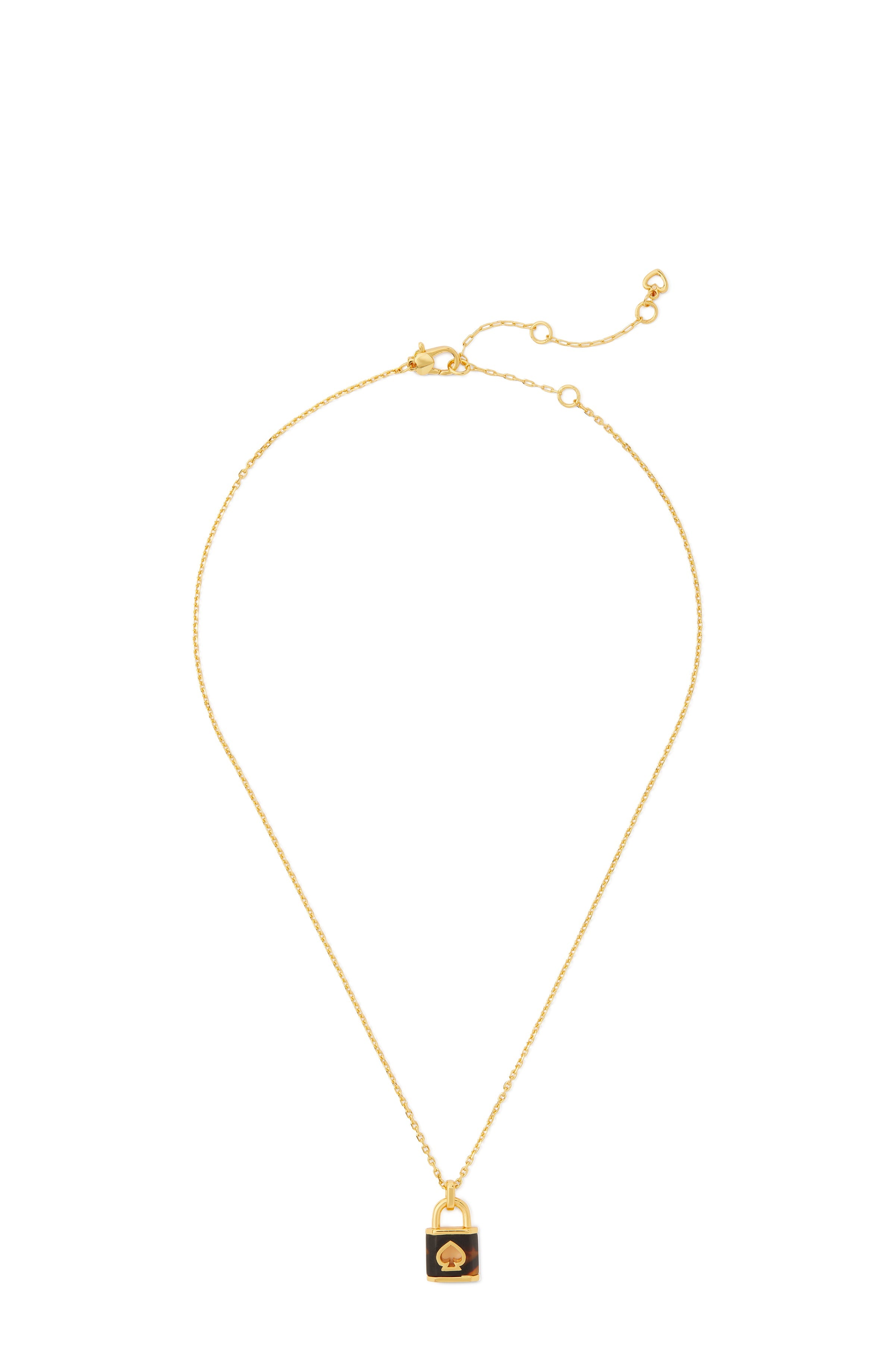 KD318-lock and spade mini pendant-Gold/Tortoise