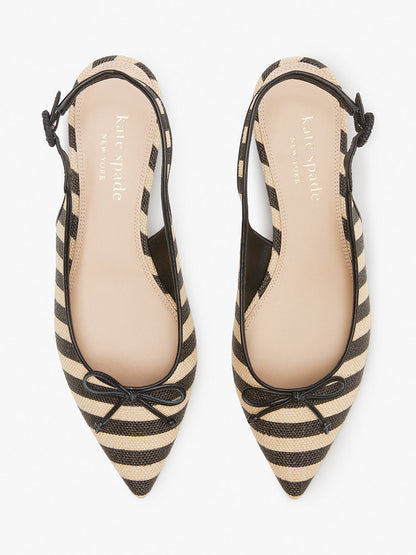 KD395-veronica raffia slingback flats-Black/ Beach Sand