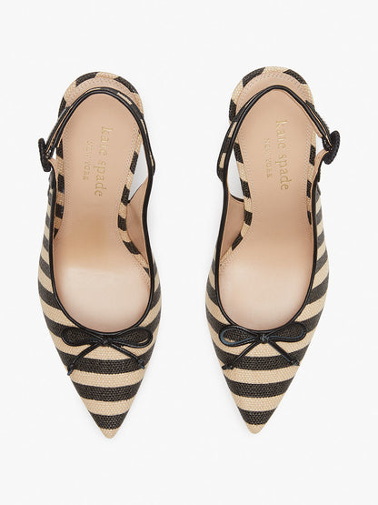 KD401-veronica raffia slingback pumps-Black/ Beach Sand