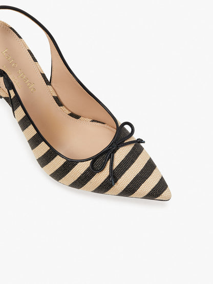 KD401-veronica raffia slingback pumps-Black/ Beach Sand