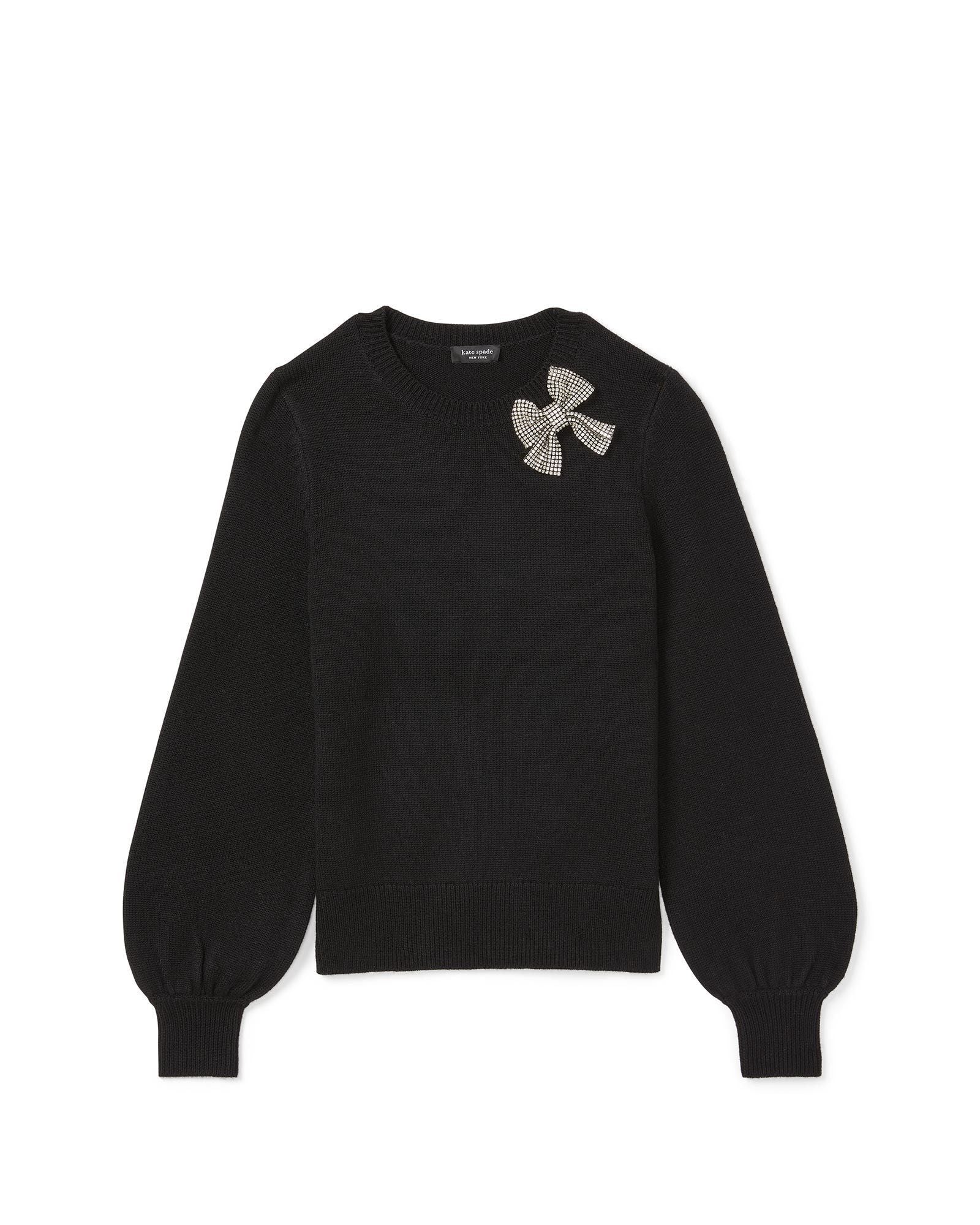 KD562-embellished bow sweater-Black
