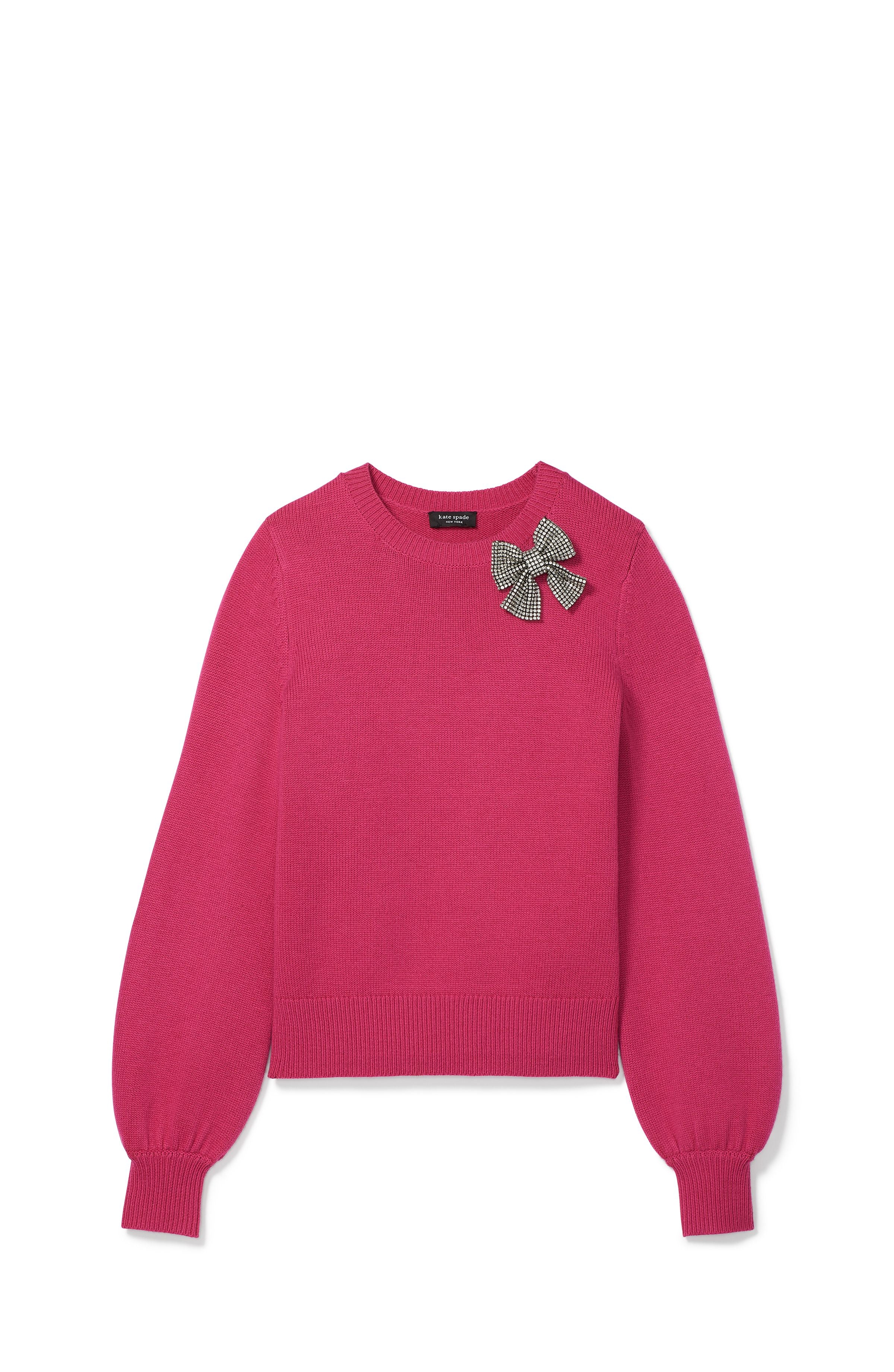 KD562-embellished bow sweater-Pom Pom Pink