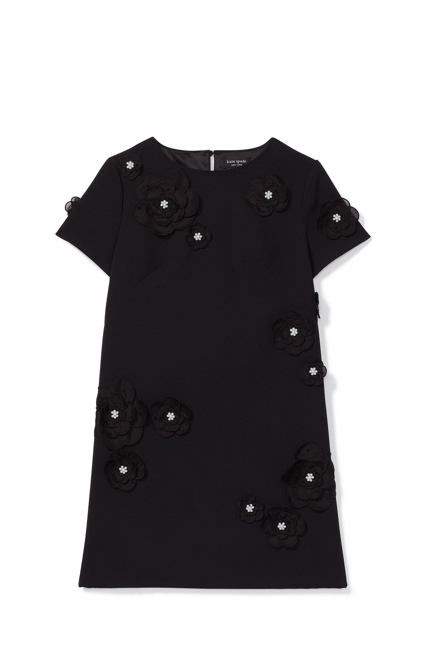 KD577-organza flower shirtdress-Black