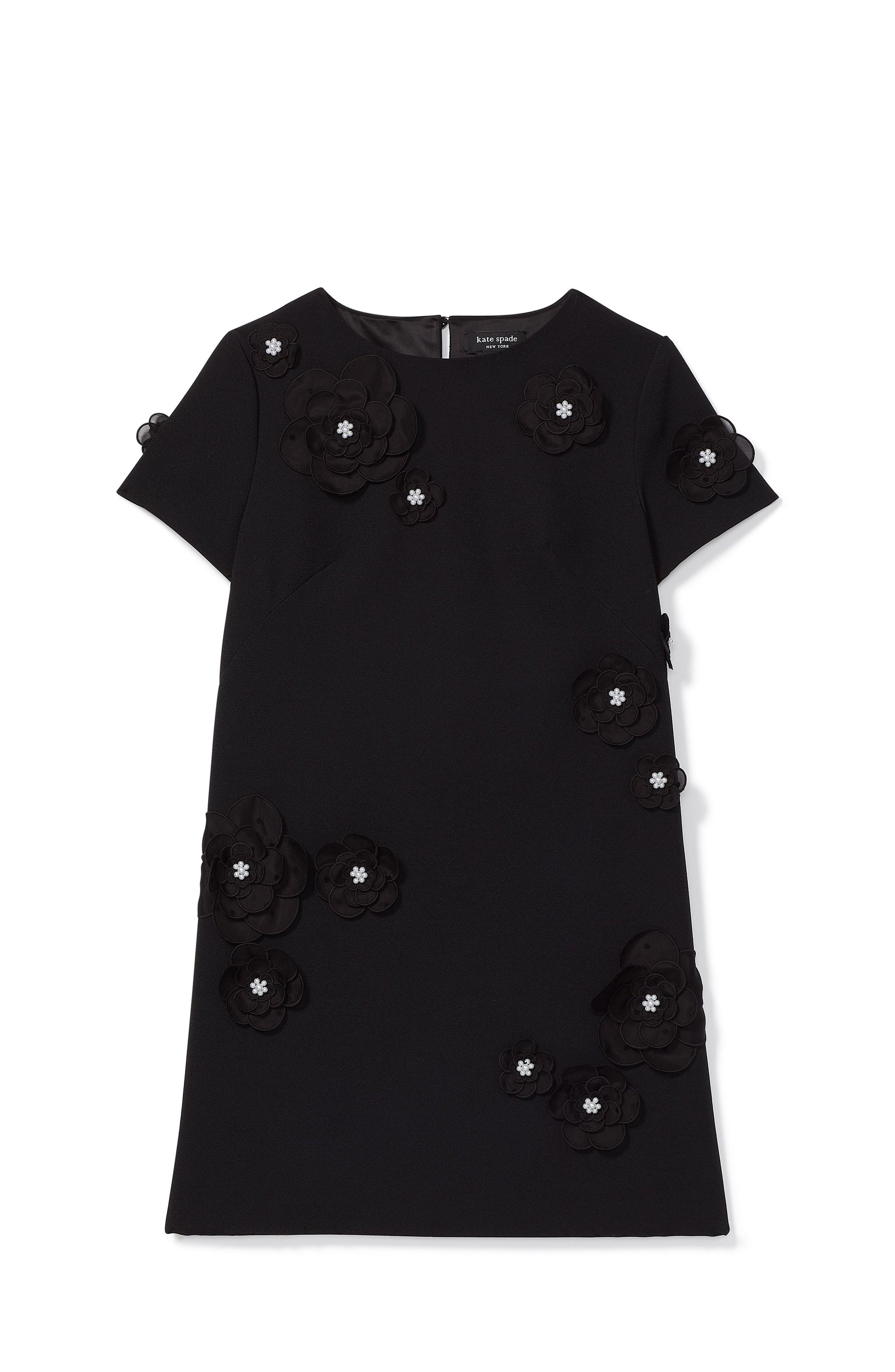 KD577-organza flower shirtdress-Black