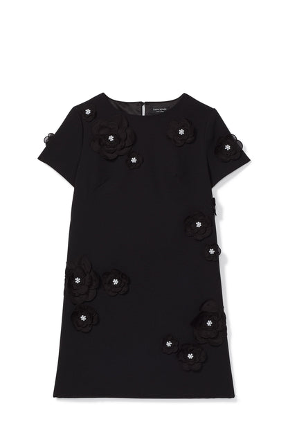 KD577-organza flower shirtdress-Black