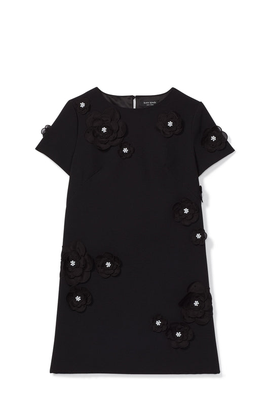 KD577-organza flower shirtdress-Black