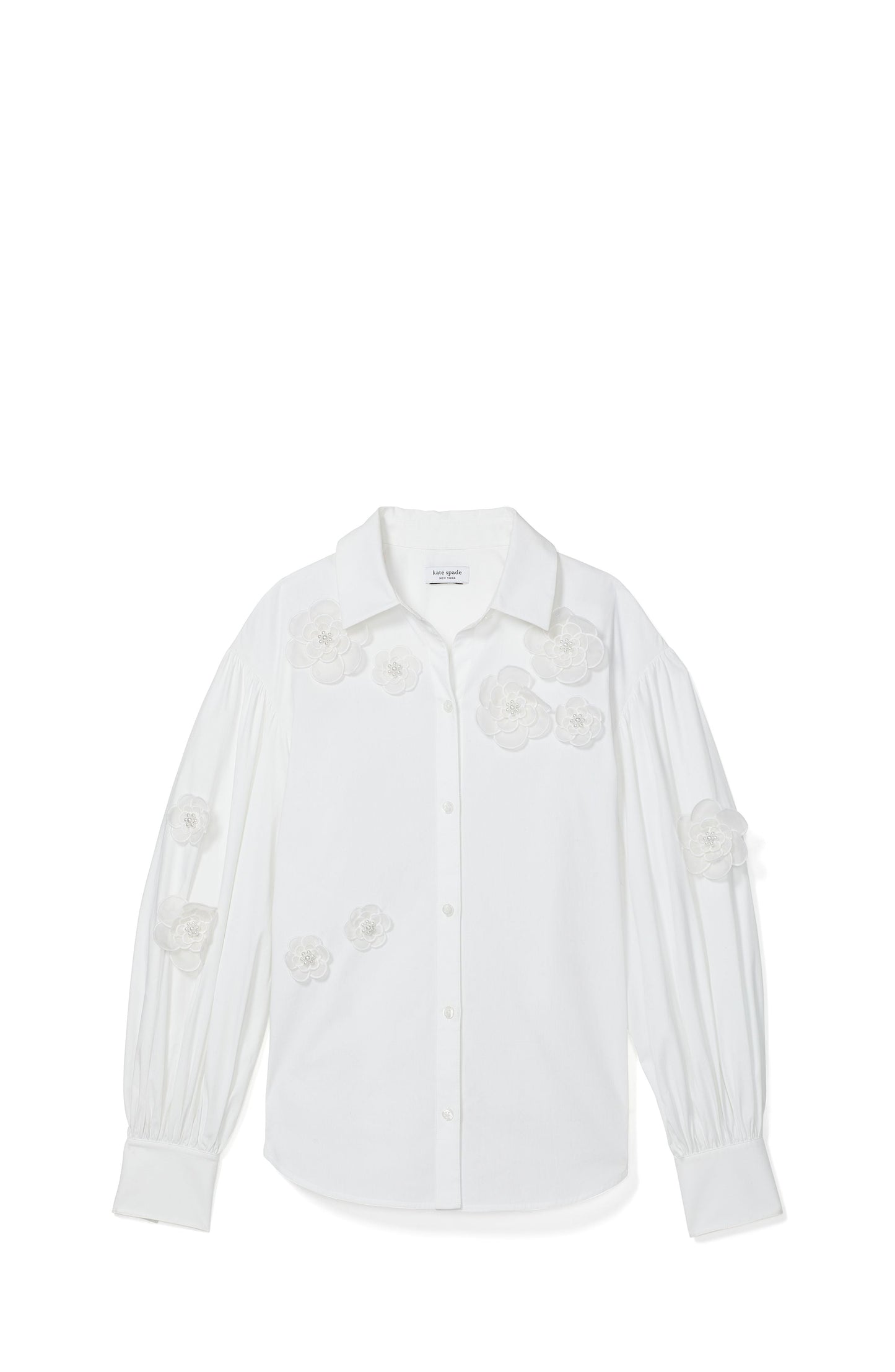 KD594-organza flower andie shirt-Fresh White