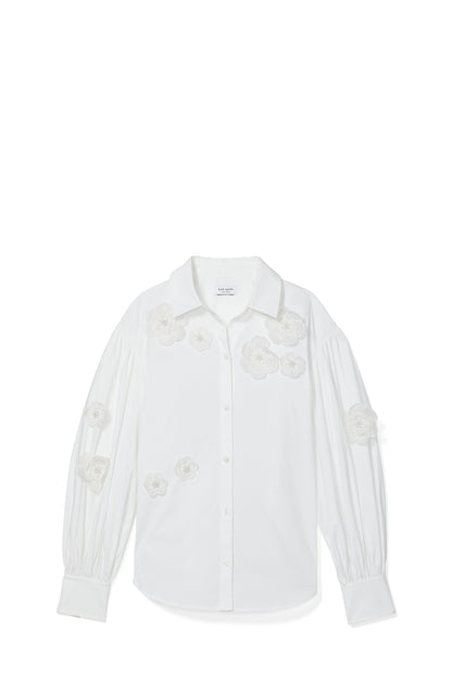 KD594-organza flower andie shirt-Fresh White