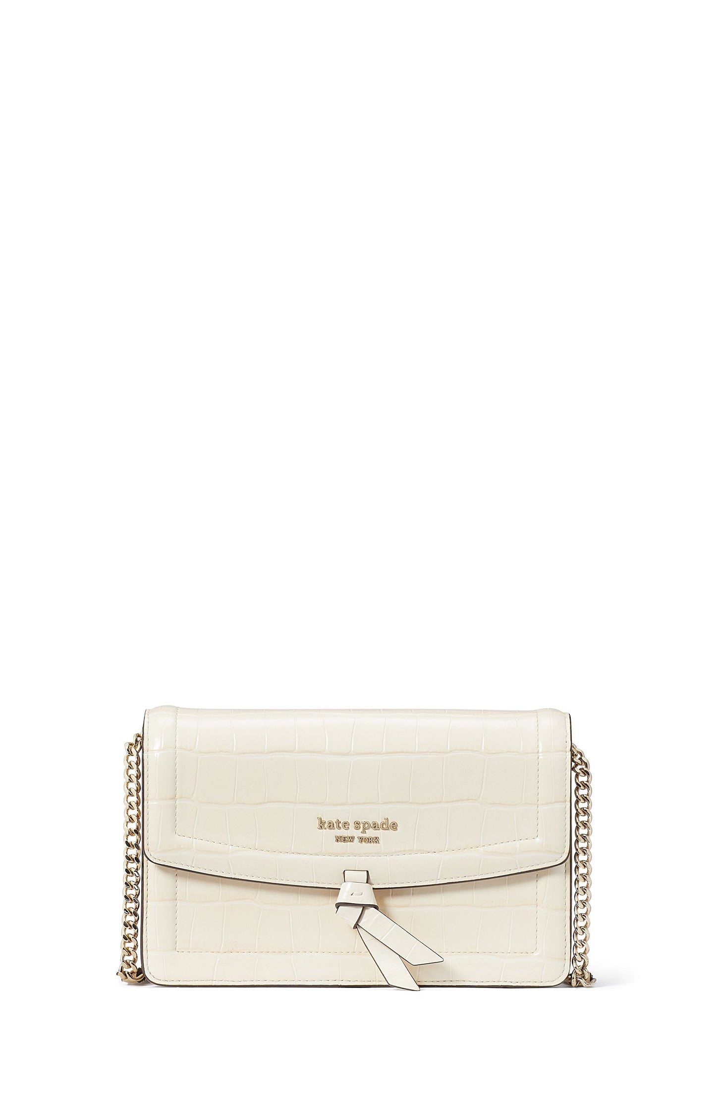 Knott Croc-embossed Flap Crossbody-KD801-Halo White
