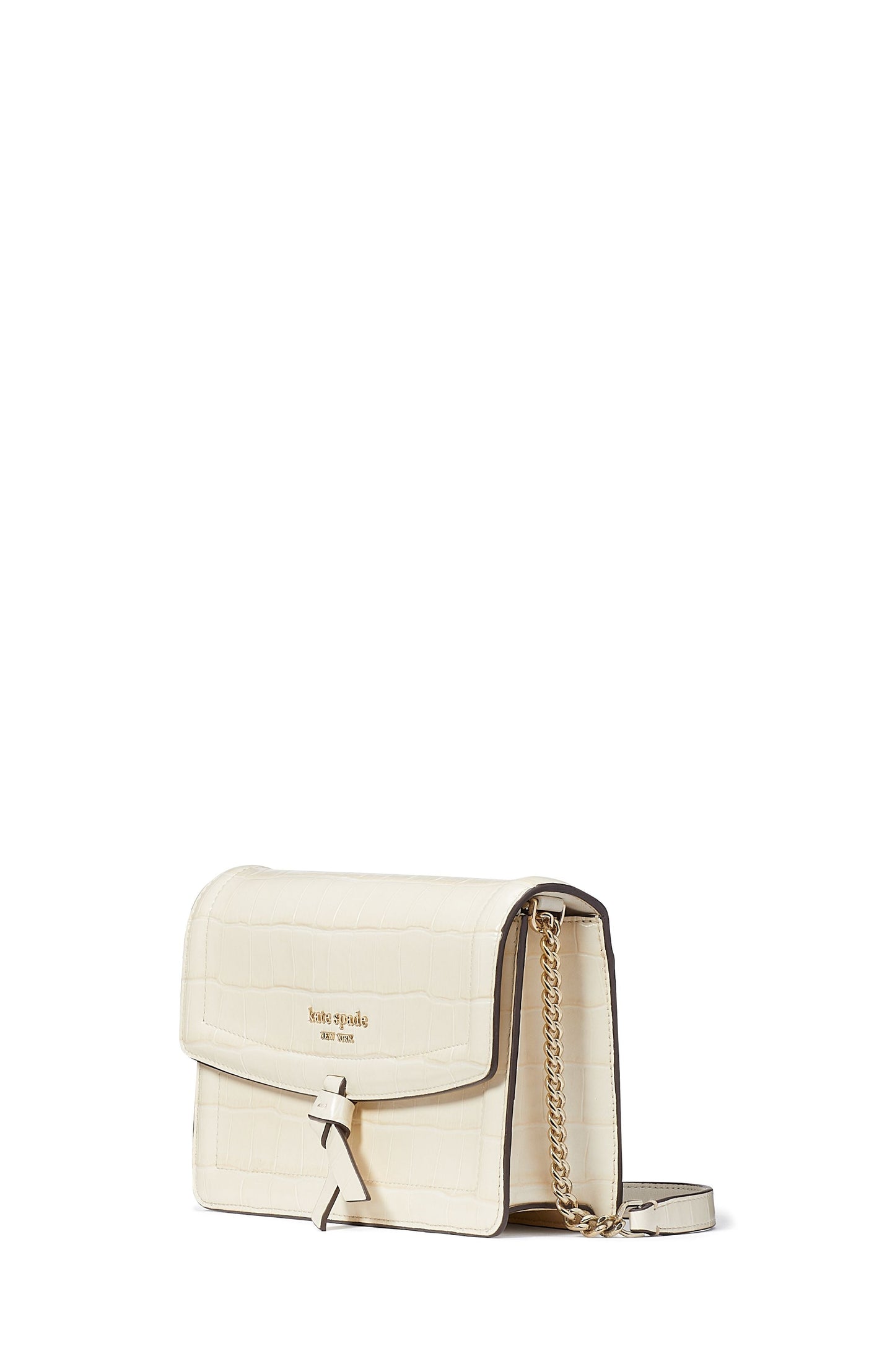 Knott Croc-embossed Flap Crossbody-KD801-Halo White