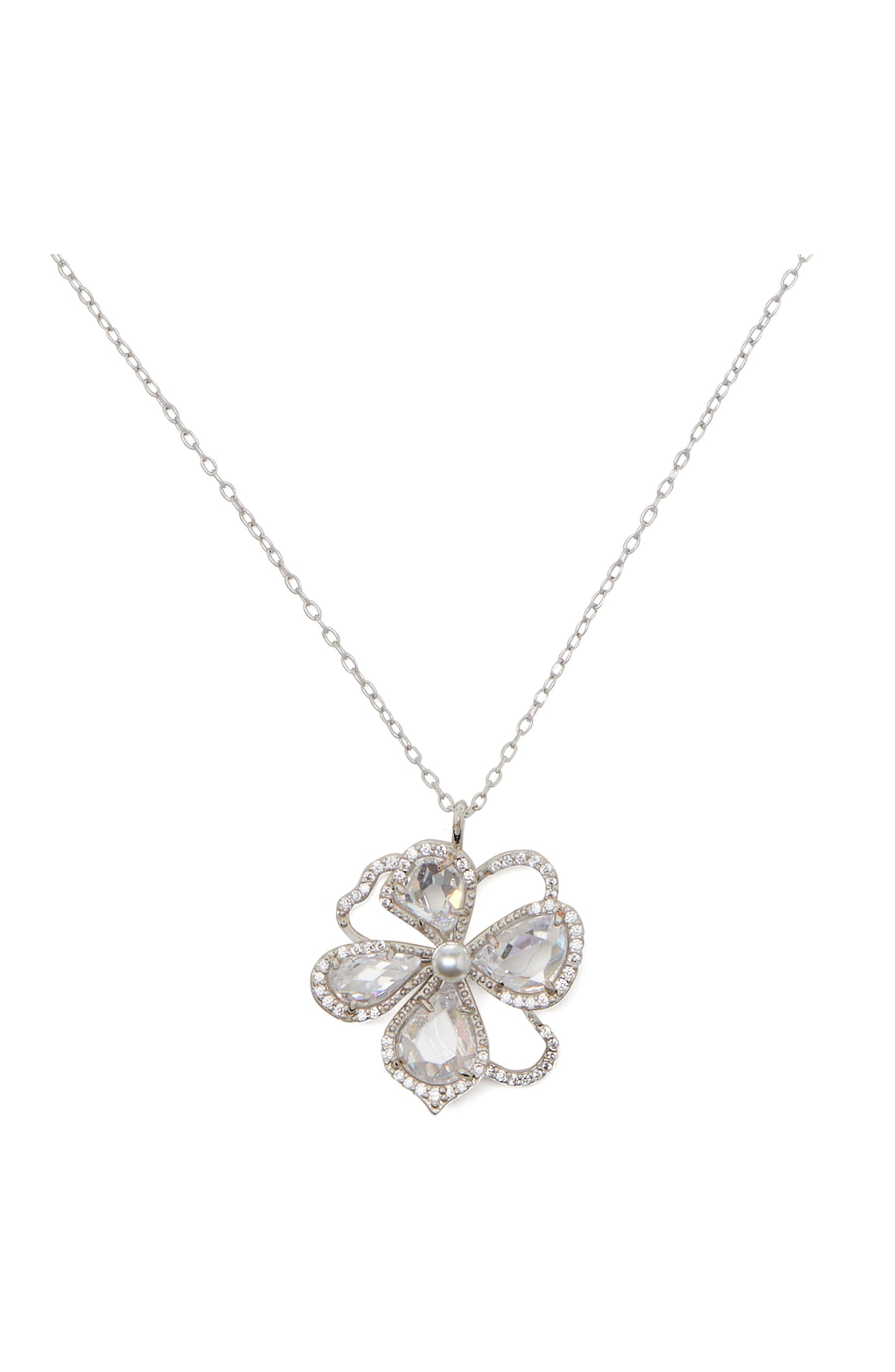 KD882-precious bloom mini pendant-Clear/Silver