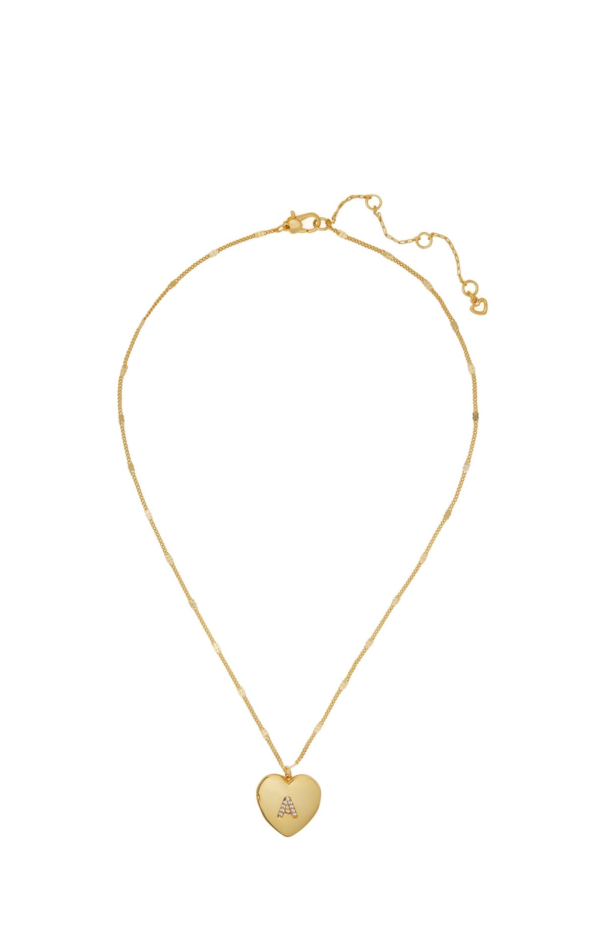 KD911-a heart letter locket necklace-Clear/Gold
