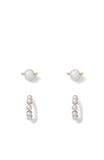 KD959-curated set earrings-Cream/Gold