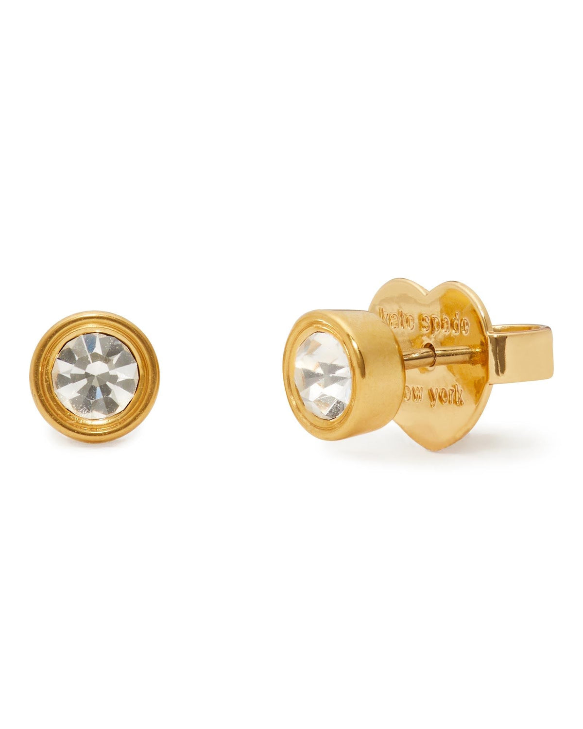 ke027_Set In Stone Small Studs_Clear/Gold