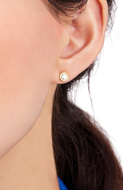 ke027_Set In Stone Small Studs_Clear/Gold