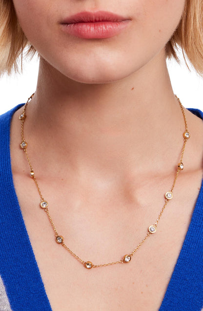 ke033_Set In Stone Station Necklace_Clear/Gold