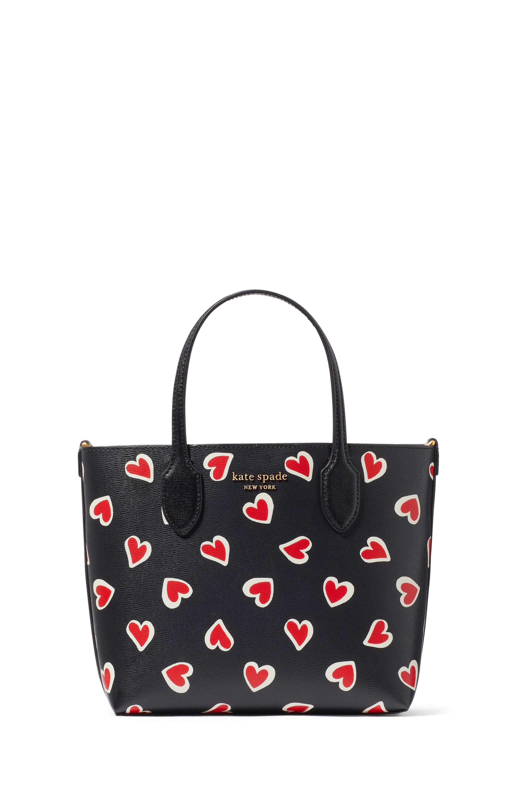KE225-Bleecker Stencil Hearts Medium Crossbody Tote-Black Multi