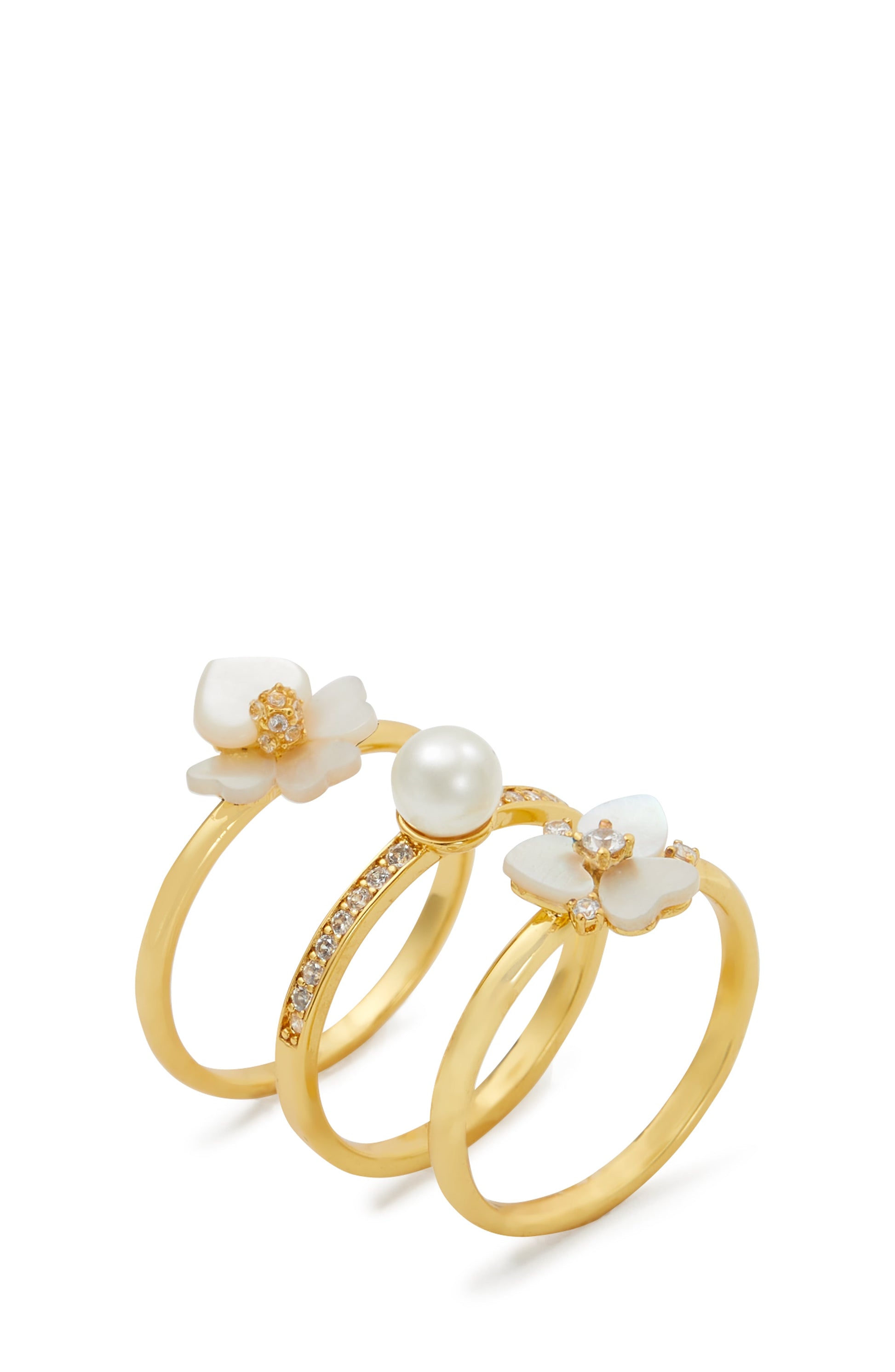 KF142-Precious Pansy Stacking Rings-White Multi