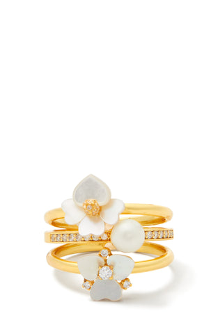 KF142-Precious Pansy Stacking Rings-White Multi