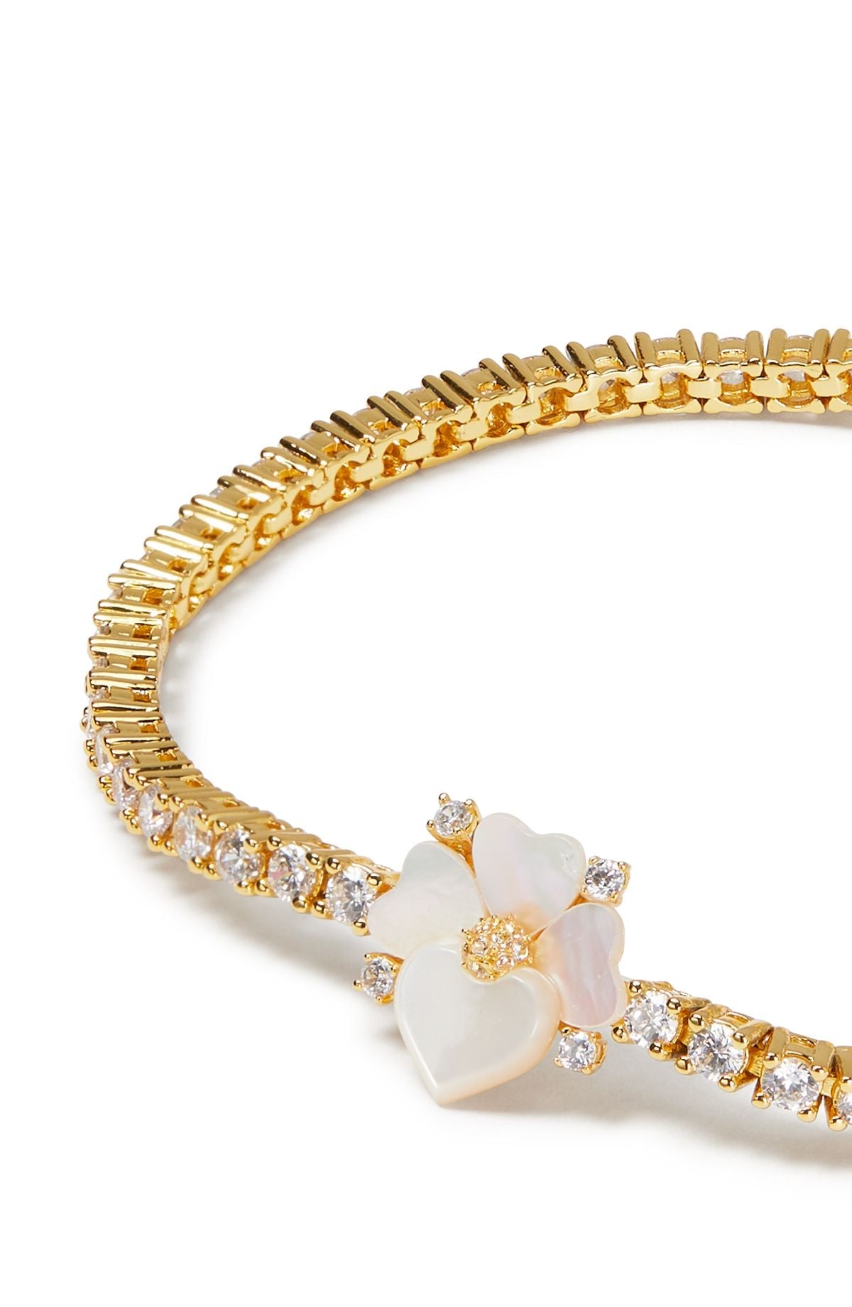 KF143-Precious Pansy Delicate Tennis Bracelet-White Multi