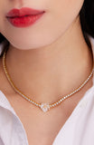 KF147-Precious Pansy Tennis Necklace-White Multi