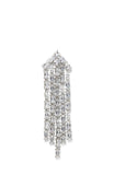 KF171-Showtime Fringe Statement Earrings-Clear/Silver