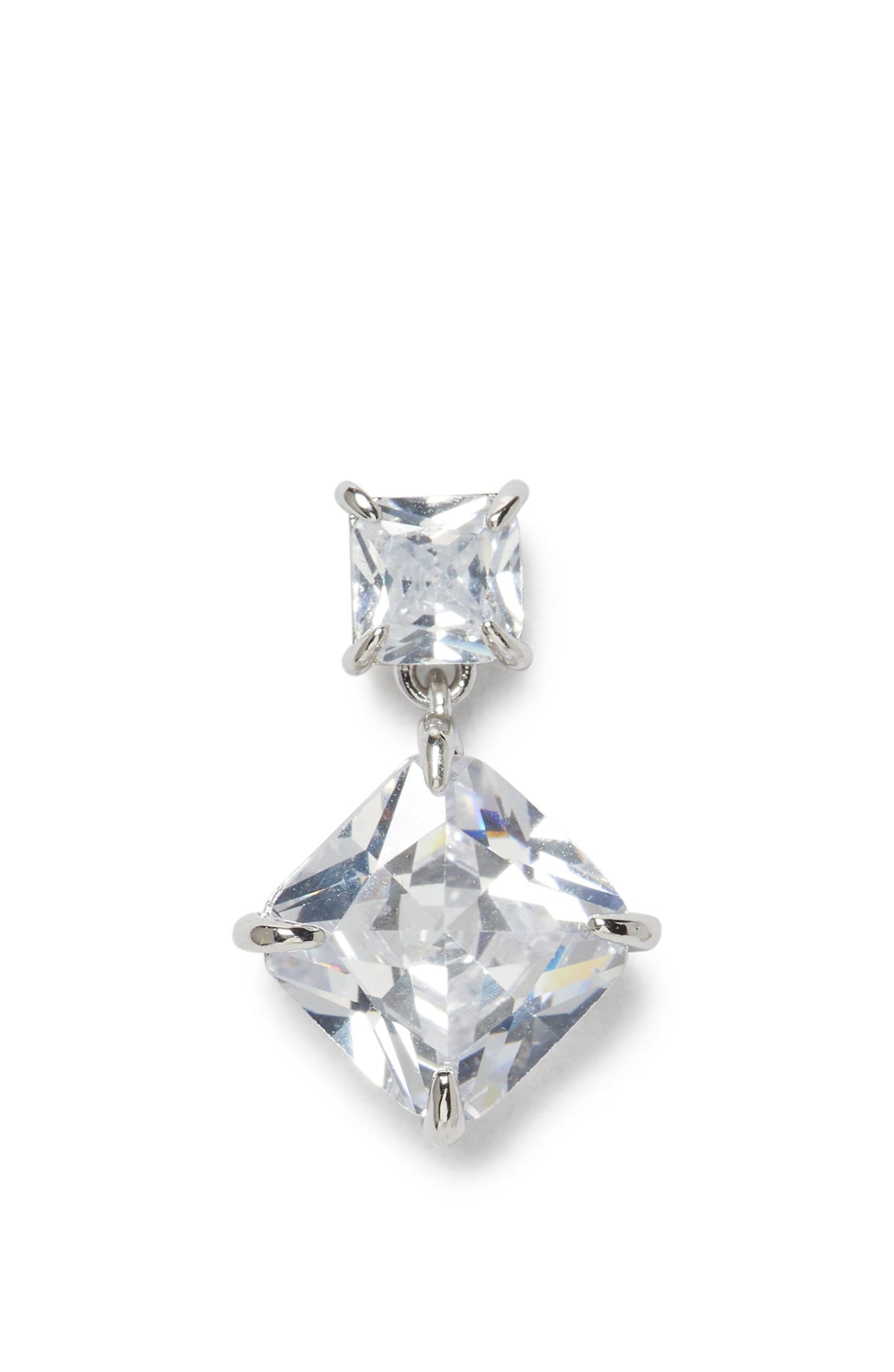 KF203-Showtime Drop Earrings-Clear/Silver