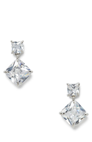 KF203-Showtime Drop Earrings-Clear/Silver