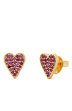 KF220-Like Magic Pavé Heart Studs-Ruby/Gold