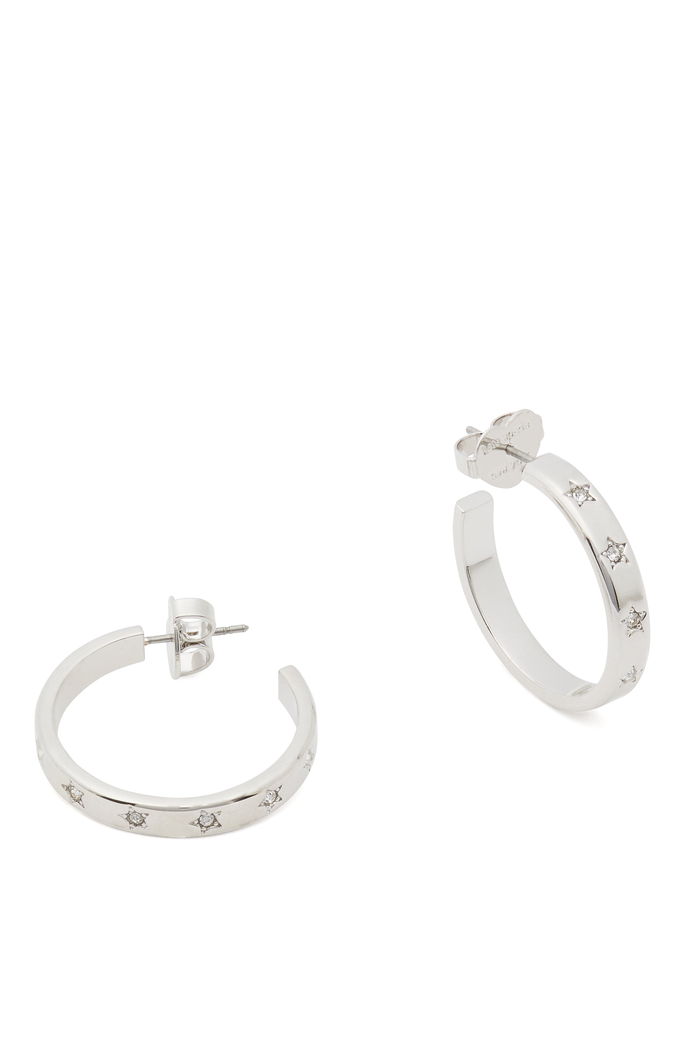 KF256-Set In Stone Star Hoops-Clear/Silver