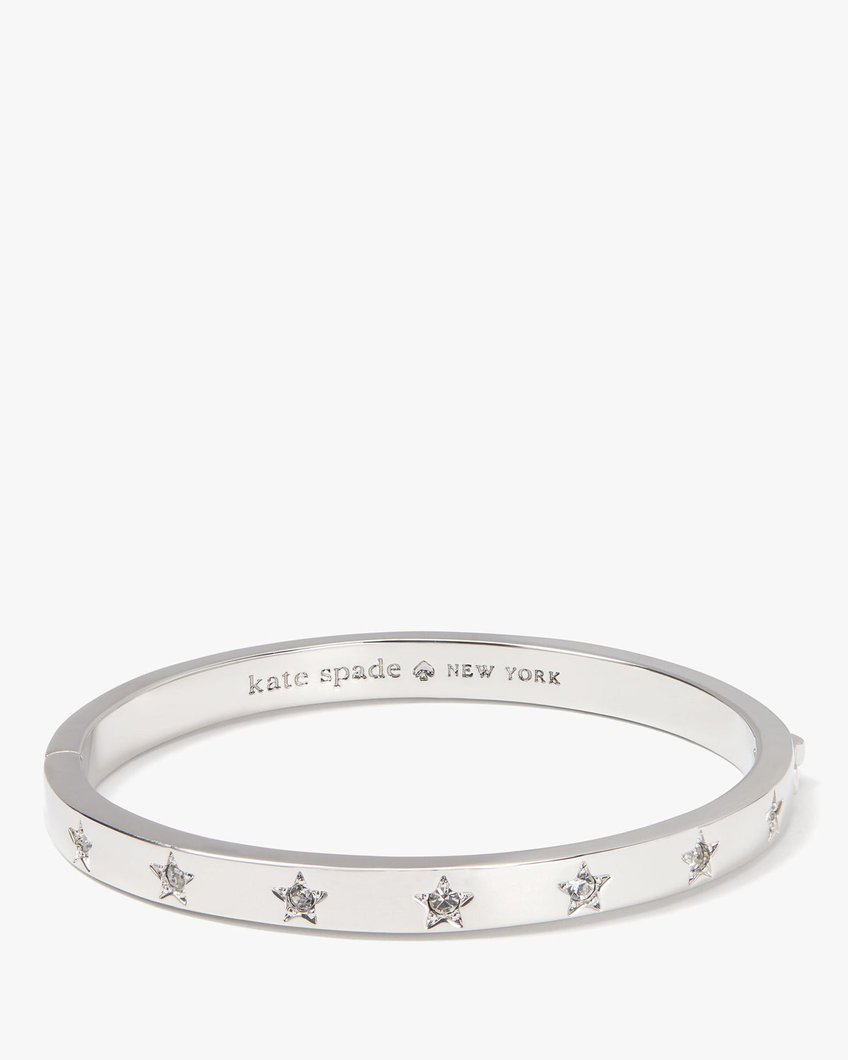 KF261-Set In Stone Star Hinged Bangle-Clear/Silver