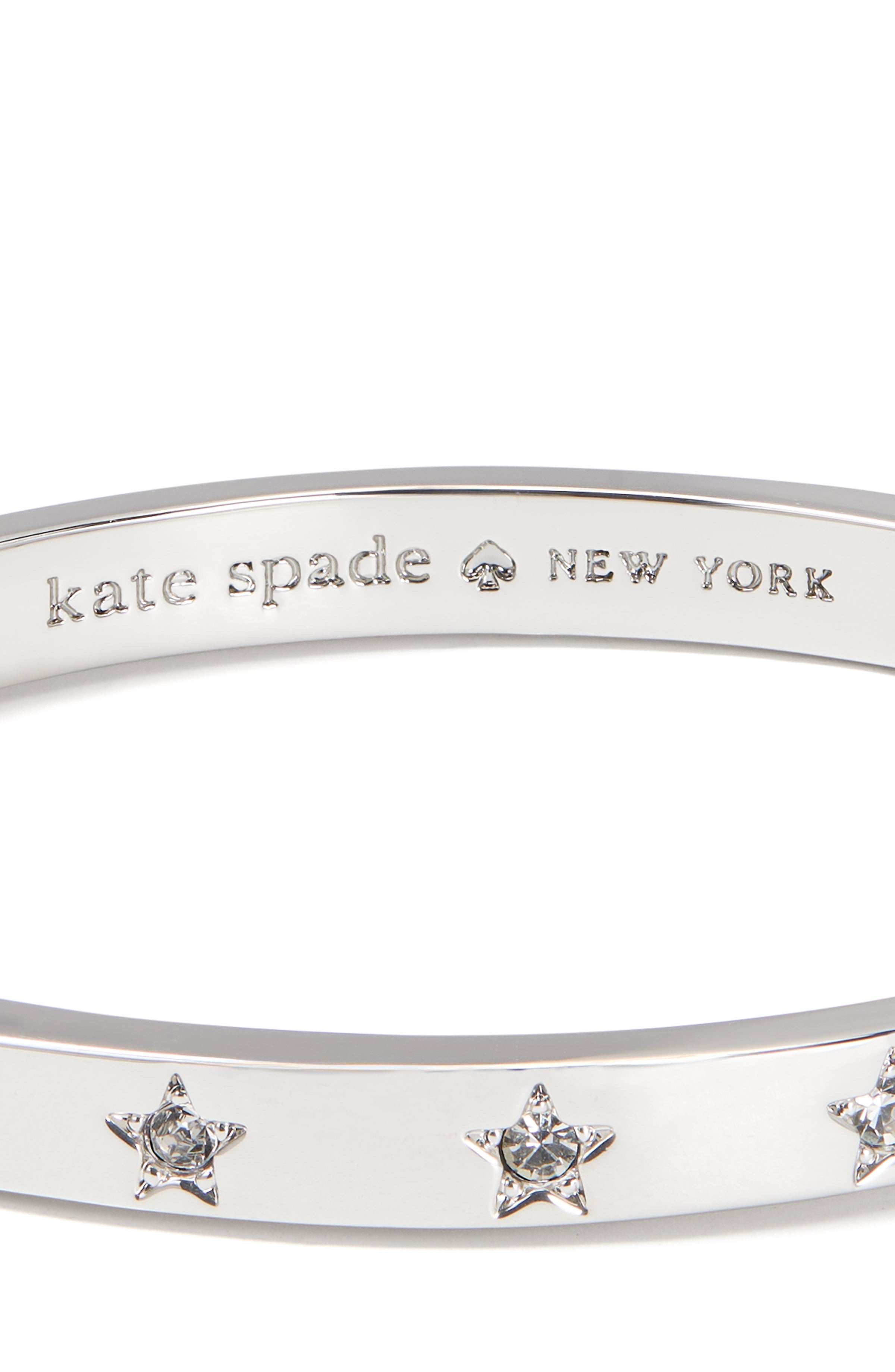 KF261-Set In Stone Star Hinged Bangle-Clear/Silver