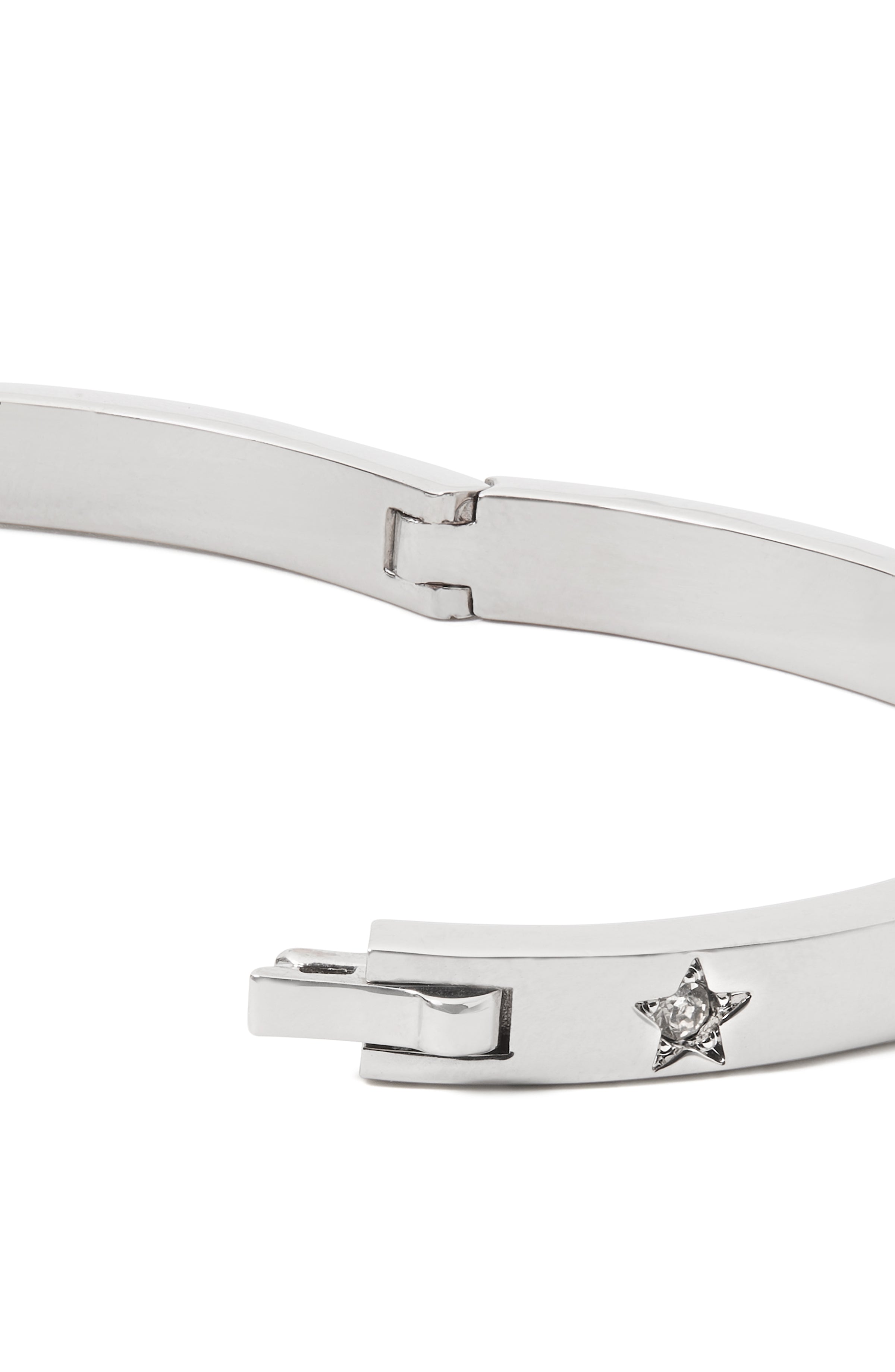 KF261-Set In Stone Star Hinged Bangle-Clear/Silver