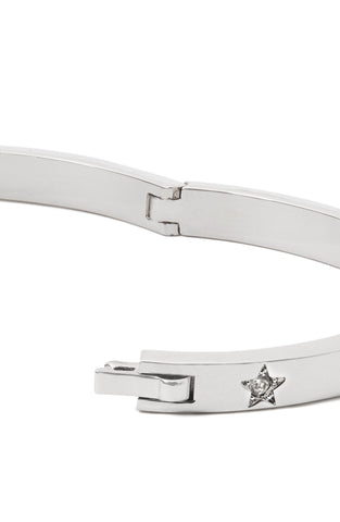 KF261-Set In Stone Star Hinged Bangle-Clear/Silver