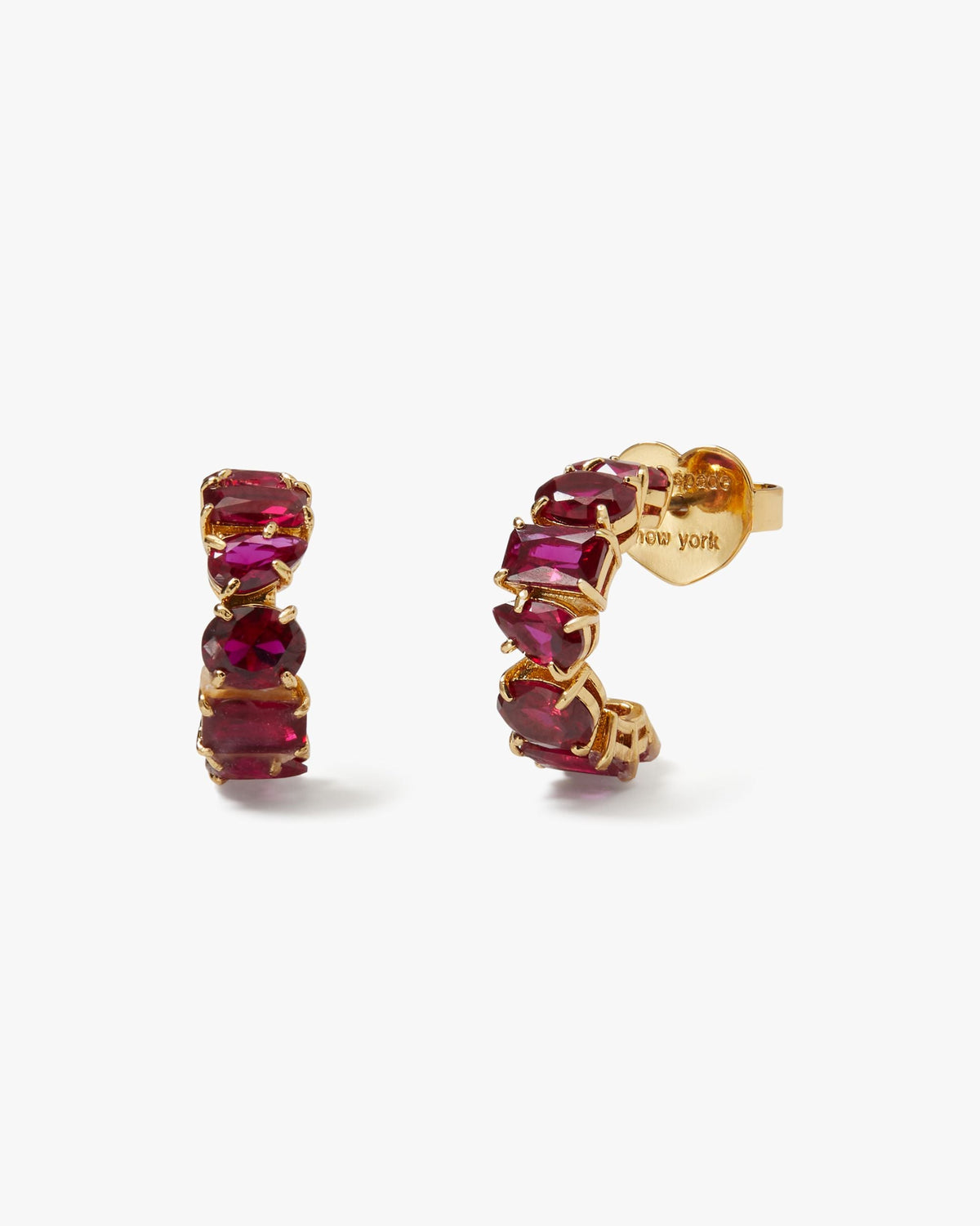 KF609-Candy Shop Small Stone Hoops-Ruby