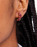 KF609-Candy Shop Small Stone Hoops-Ruby