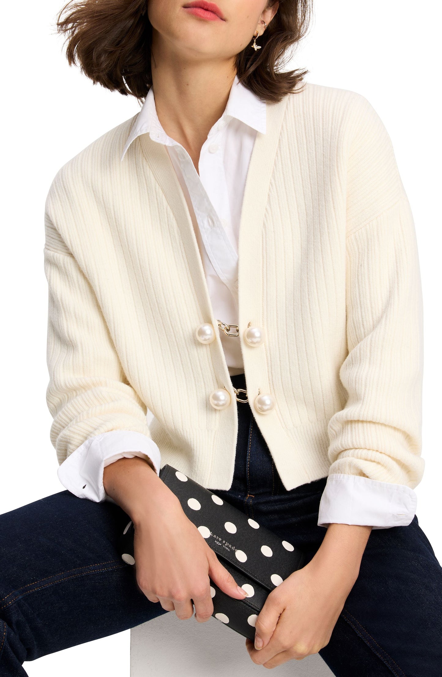 Ribbed Pearl Cardigan