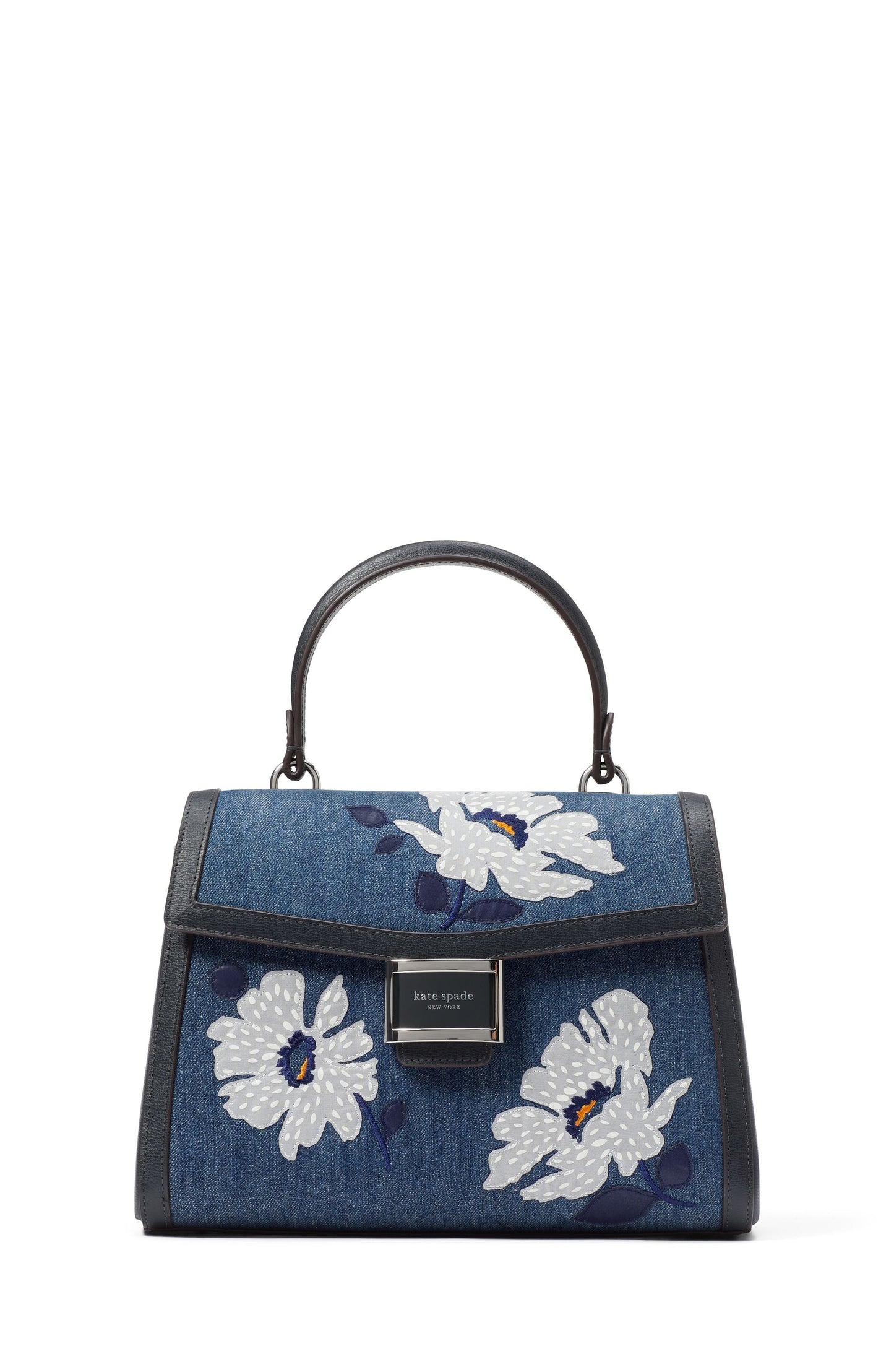 KF830-Katy Embellished Denim Medium Top-handle Bag -Winters Night Multi
