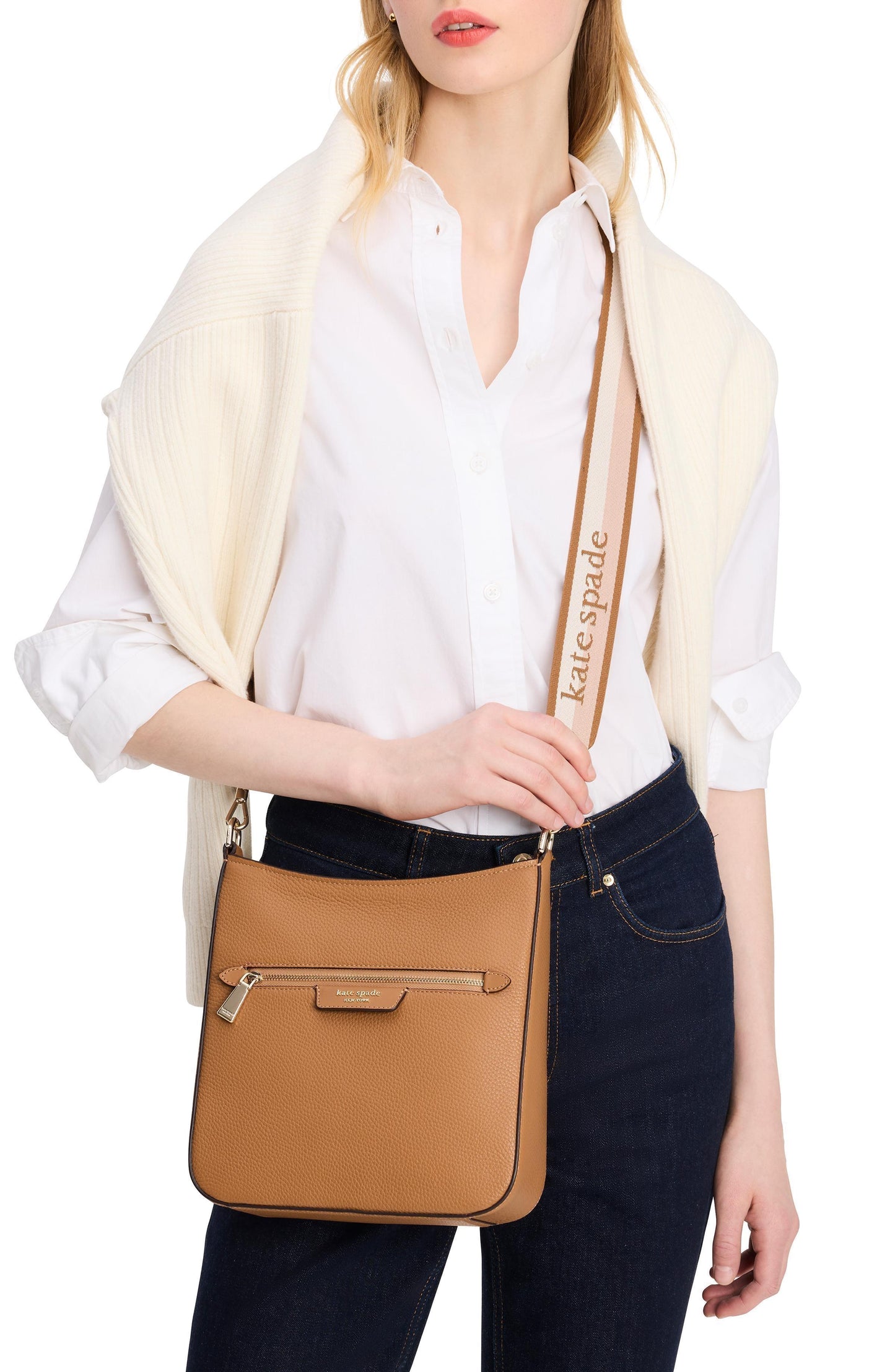 Hudson Pebbled Leather Large Messenger Crossbody