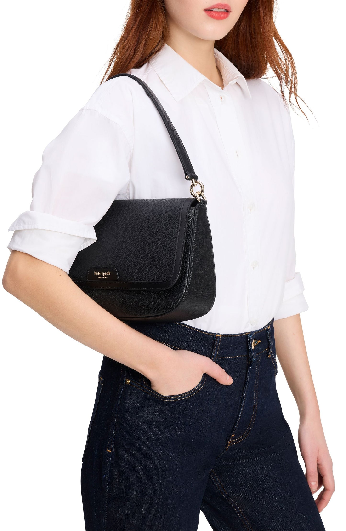 Hudson Pebbled Leather Flap Shoulder Bag