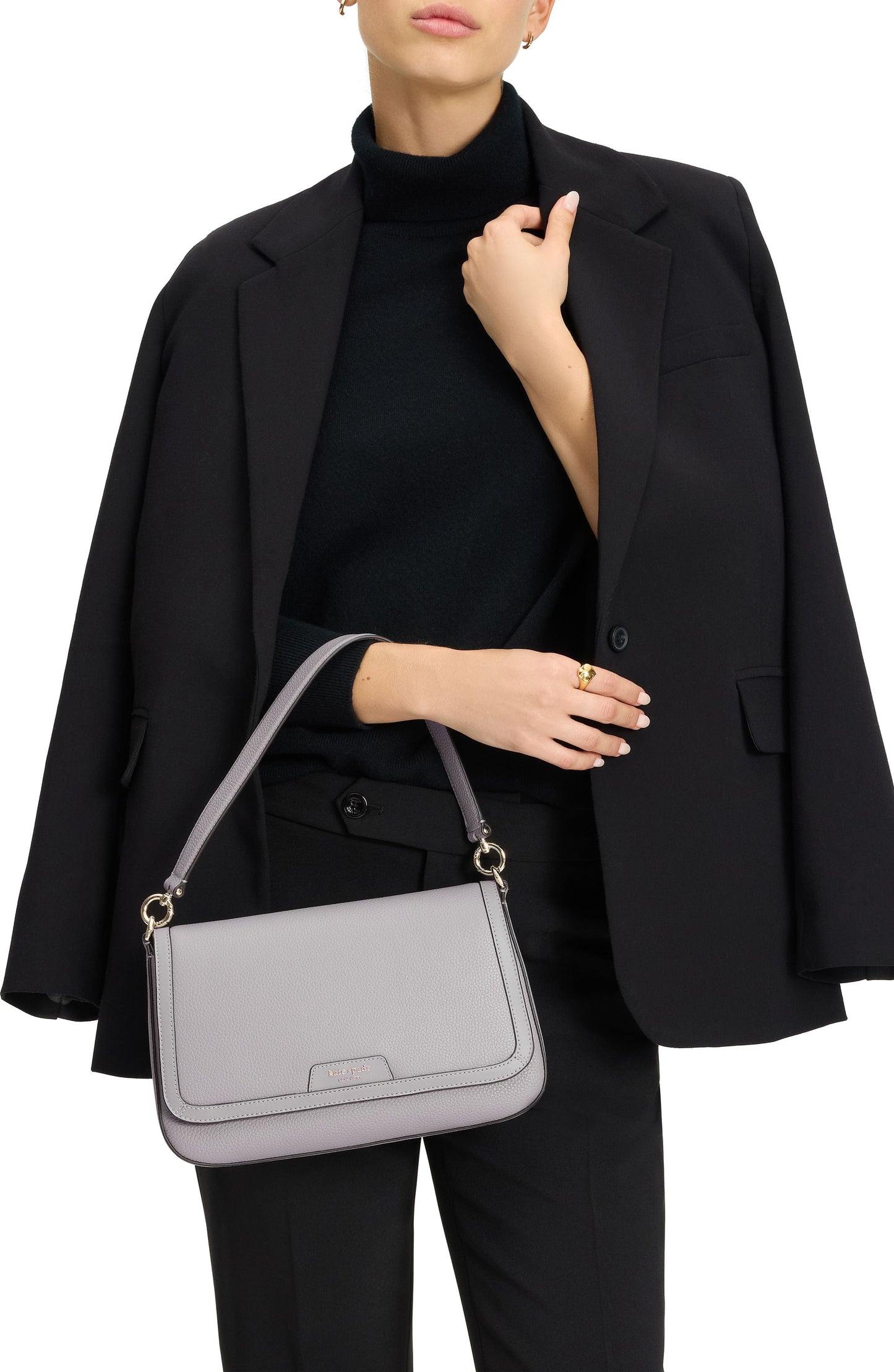 Hudson Pebbled Leather Flap Shoulder Bag