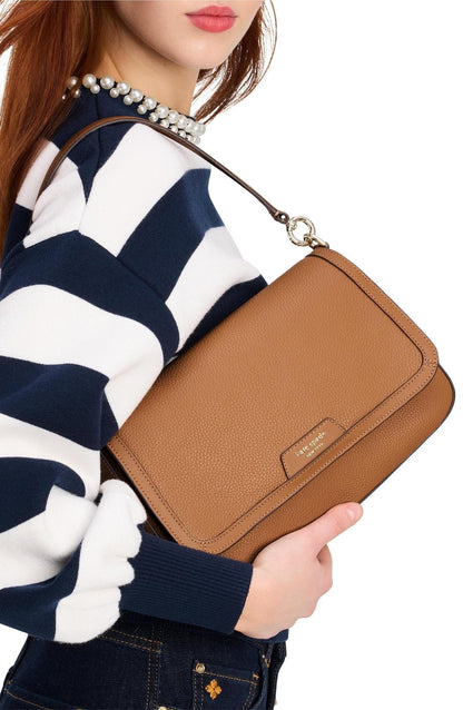 Hudson Pebbled Leather Flap Shoulder Bag