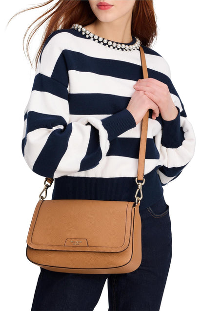 Hudson Pebbled Leather Flap Shoulder Bag