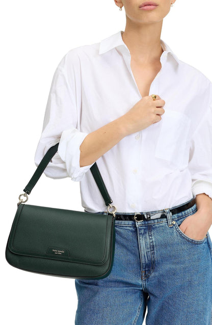 Hudson Pebbled Leather Flap Shoulder Bag